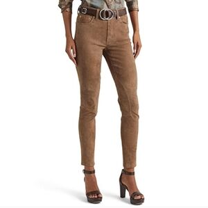 Ralph Lauren High Rise Skinny Jodhpur Ankle Light Truffle Goat Suede Pant 10